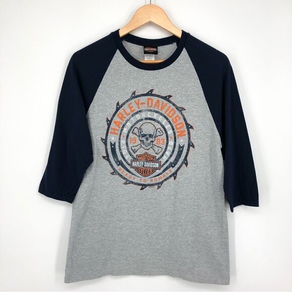 Harley Davidson Shirt Womens Medium Badlands Wall South Dakota Gray Blue - Picture 1 of 7